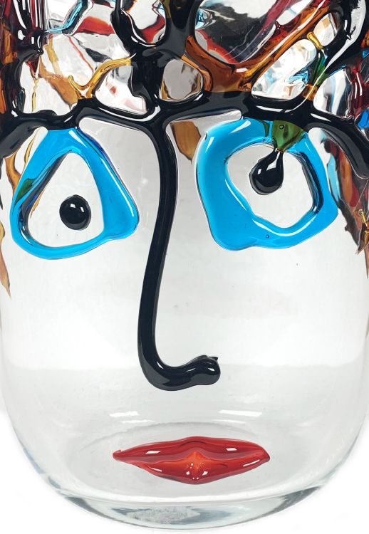 Murano Stil Glas Vase Picasso Gesicht Groß Edel